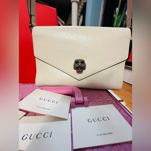 Gucci Thiara Panther White Leather Sling